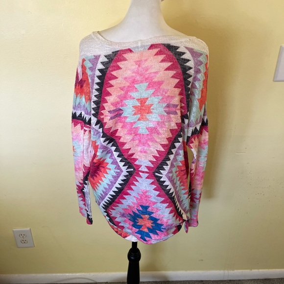 Luna Chic Colorful Geometric Pattern Sweater size medium - Picture 8 of 8